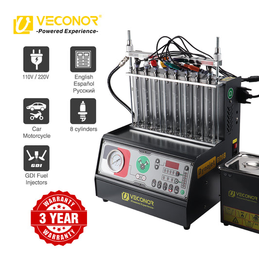 Intelligent Car GDI Fuel Injector Cleaner & Tester Cleaning Machine Ultrasonic Cleaner 8-Cylinders 110V 220V
