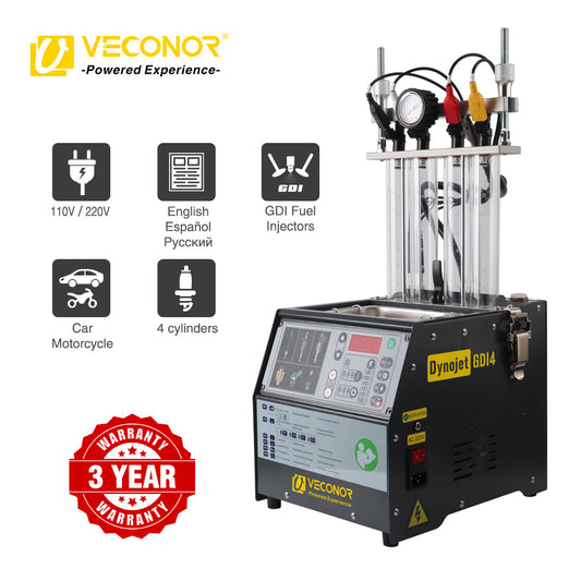 VECONOR GDI PFI EFI Fuel Injector Cleaner & Tester Machine 4 Cylinders Fuel Injector Cleaner Tester for Car & Motorcycle